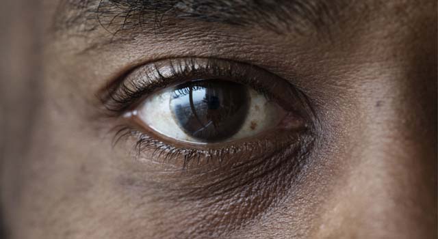 Closeup of an eye of a black man